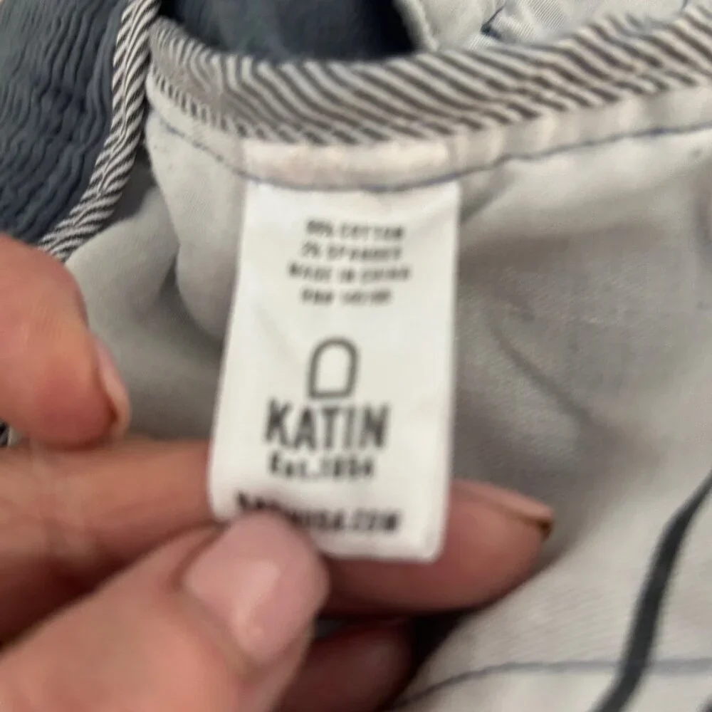 Katin Men’s Blue Corduroy Pants Wide Wale Button Fly Size 36 Waist Flat Front
